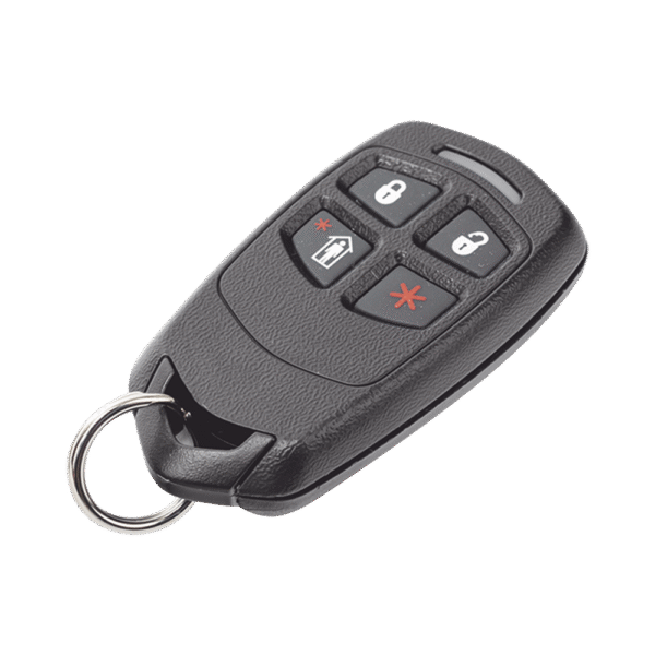 Control remoto tipo llavero de 4 botones con LED, Batería de Larga Duración 3-5 años