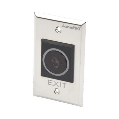 Botón de Salida sin Contacto con Sensor Infrarrojo IR, Iluminado, Distancia de Detección Ajustable, NO/NC