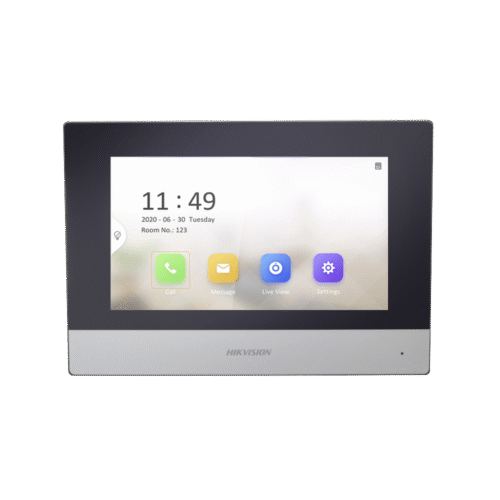 DSKH6320WTE1-l Monitor IP WiFi de 7” con Pantalla Táctil para Videoportero | PoE, Apertura Remota, Llamadas entre Monitores, Audio Bidireccional y Carcasa de Policarbonato