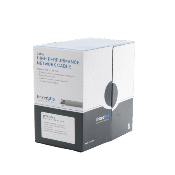 Carrete de cable de 305 m ( 1000 ft ) Cat5e, Aleación de Cobre y Aluminio ( CCA ), color Gris, Uso Interior