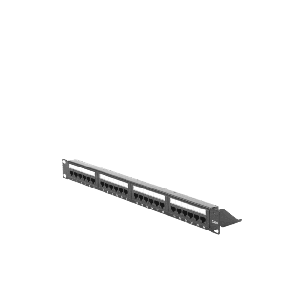 Panel de Parcheo Cat6 UTP 24 Puertos 19" con Barra Organizadora de Cables, Tipo Impacto 110