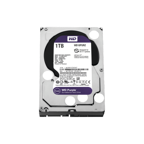WD10PURZ-l Disco Duro Purple de 1 TB / 5400 RPM / Optimizado para Soluciones de Videovigilancia / Uso 24-7 / 3 Años de Garantia
