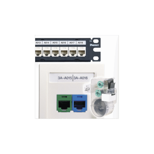 Casete de 125 Etiquetas Adhesivas, para Patch Panel, Face Plate o Cajas Superficiales, Para Identificación 4 Puertos, Color Blanco