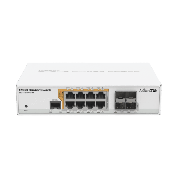 Cloud Router Switch Administrable L3, 8 puertos 10/100/1000 Mbps c/PoE Pasivo ó 802.3af/at, 4 Puertos SFP