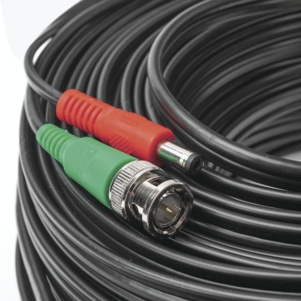 DIY30MHD-AD-1-l Cable Coaxial Armado con Conector BNC (Video) y Alimentación / Longitud de 30 mts / Optimizado para Cámaras 4K / Uso en Interior.