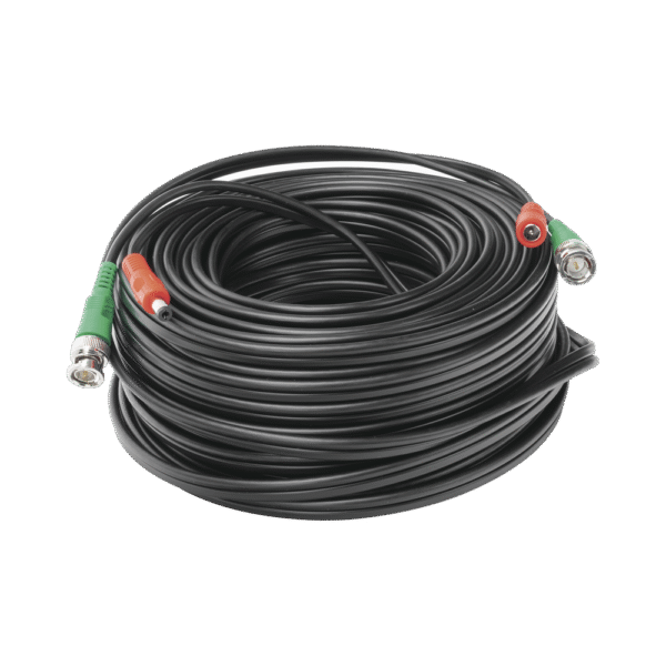 DIY30MHD-FRENTE-l Cable Coaxial Armado con Conector BNC (Video) y Alimentación / Longitud de 30 mts / Optimizado para Cámaras 4K / Uso en Interior.