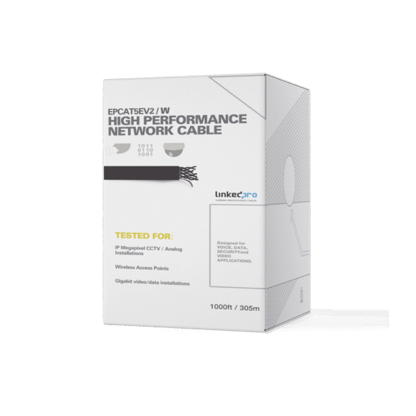 EPCAT5EV2_W-l Carrete de 305 m (1000 ft) Cat5e, aleación de cobre y aluminio ( CCA ) color blanco, uso interior