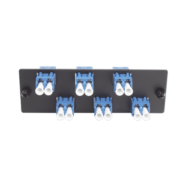 Placa Acopladora de Fibra Optica FAP, Con 6 Conectores LC Duplex (12 Fibras), Para Fibra Monomodo OS1/OS2, Color Azul