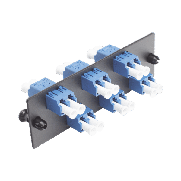 Placa Acopladora de Fibra Optica FAP, Con 6 Conectores LC Duplex (12 Fibras), Para Fibra Monomodo OS1/OS2, Color Azul
