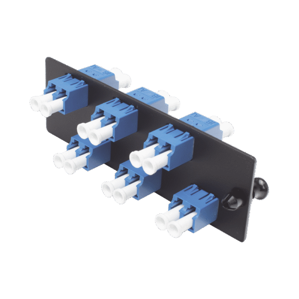 Placa Acopladora de Fibra Optica FAP, Con 6 Conectores LC Duplex (12 Fibras), Para Fibra Monomodo OS1/OS2, Color Azul