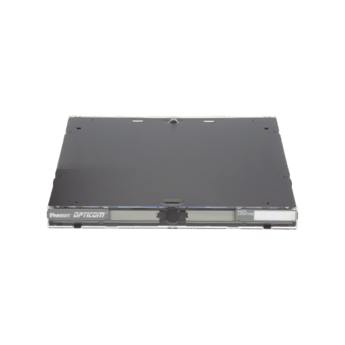 FRME1U-l Panel de Distribución de Fibra Óptica, Acepta 3 Placas FAP o FMP, Bandeja Deslizable, Hasta 72 Fibras, Color Negro, 1UR