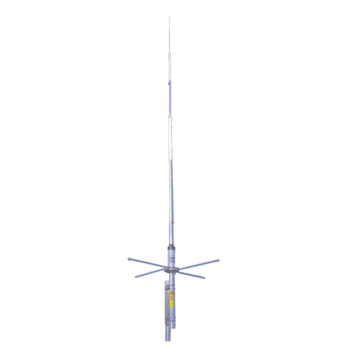 Antena Base VHF, Rango de 148 - 154 MHz, 7 dB de ganancia / Fibra de Vidrio y Aluminio / Auto Soportante