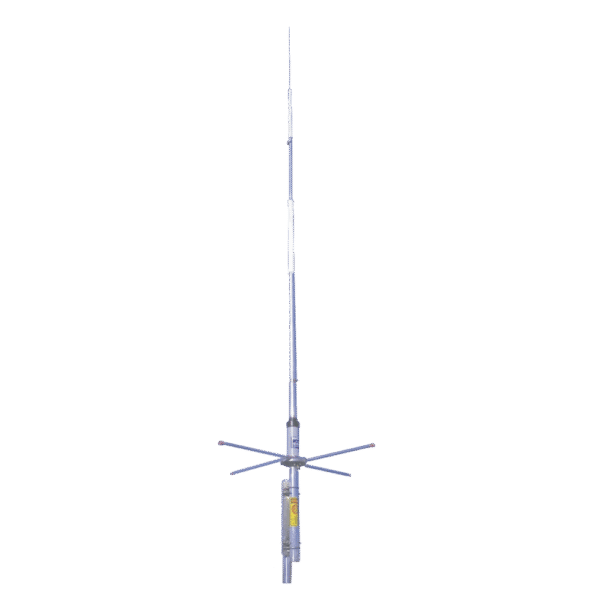 Antena Base VHF, Rango de 148 - 154 MHz, 7 dB de ganancia / Fibra de Vidrio y Aluminio / Auto Soportante