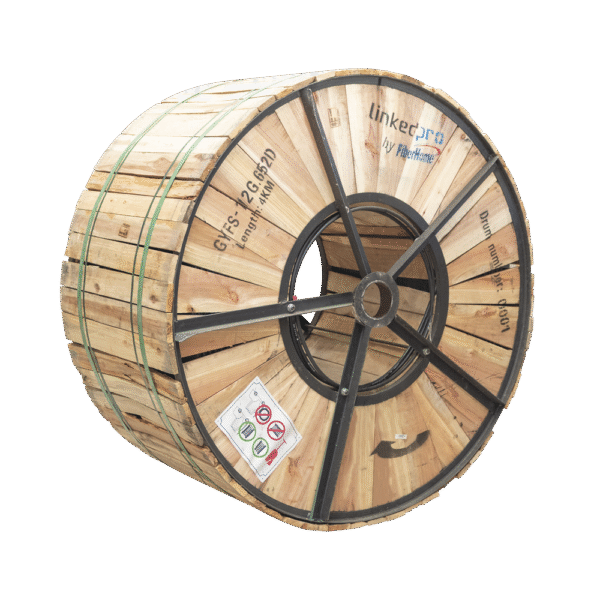 Carrete de 4 km de Fibra Óptica para Exterior G.652D, Armada, Monomodo de 12 Hilos, Loose Tube, Color Negro