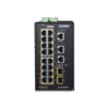 Switch Industrial Administrable 16 puertos 10/100/1000 T 802.3at PoE + 2 Puertos 10/100/1000 T + 2 puertos 100/1000 X SFP