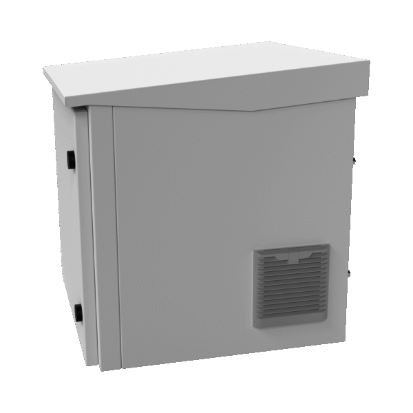 Gabinete de Exterior con Rack de 19" de 9UR con Ventiladores y Termostato (Montaje a poste o torre se vende por separado).