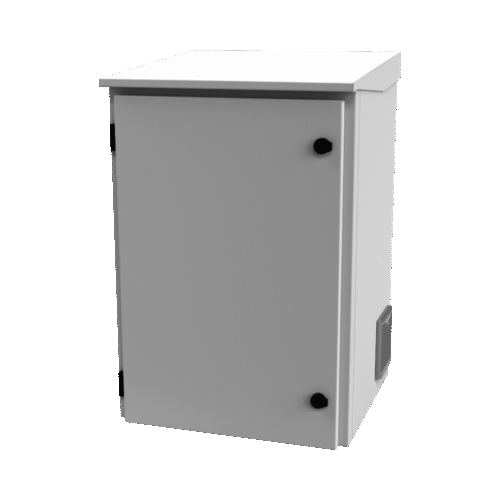 Gabinete de Exterior con Rack de 19" de 16U con Ventiladores y Termostato (Montaje a poste o torre se vende por separado).