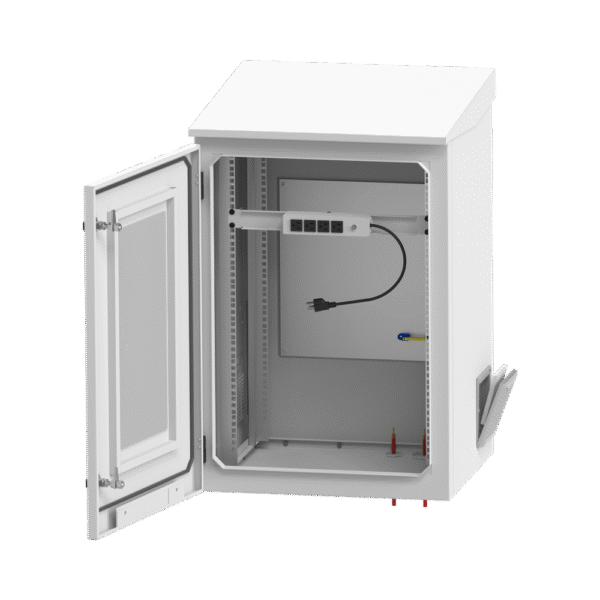 Gabinete de Exterior con Rack de 19" de 24U con Ventiladores y Termostato (Montaje a poste o torre se vende por separado).