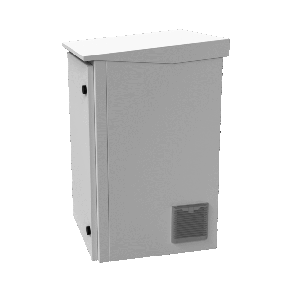 Gabinete de Exterior con Rack de 19" de 24U con Ventiladores y Termostato (Montaje a poste o torre se vende por separado).