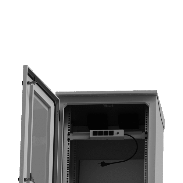 Gabinete de Exterior con Rack de 19" de 24U con Ventiladores y Termostato (Montaje a poste o torre se vende por separado).