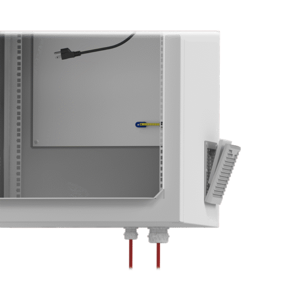 Gabinete de Exterior con Rack de 19" de 24U con Ventiladores y Termostato (Montaje a poste o torre se vende por separado).