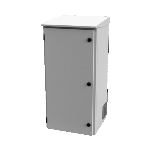 Gabinete de Exterior con Rack de 19" de 24U con Ventiladores y Termostato (Montaje a poste o torre se vende por separado).