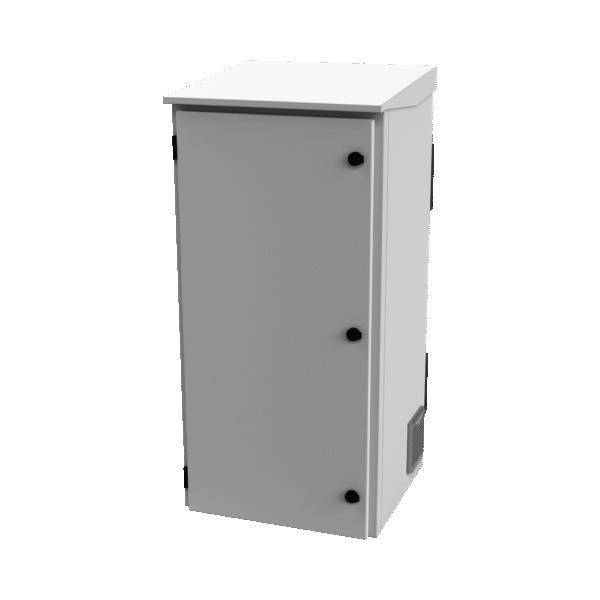 Gabinete de Exterior con Rack de 19" de 24U con Ventiladores y Termostato (Montaje a poste o torre se vende por separado).