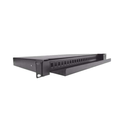 Distribuidor de Fibra Óptica deslizable, vacío, 19in, acepta 24 adaptadores "LC Duplex" o "LC Simplex" o 24 "SC" Simplex, 1U