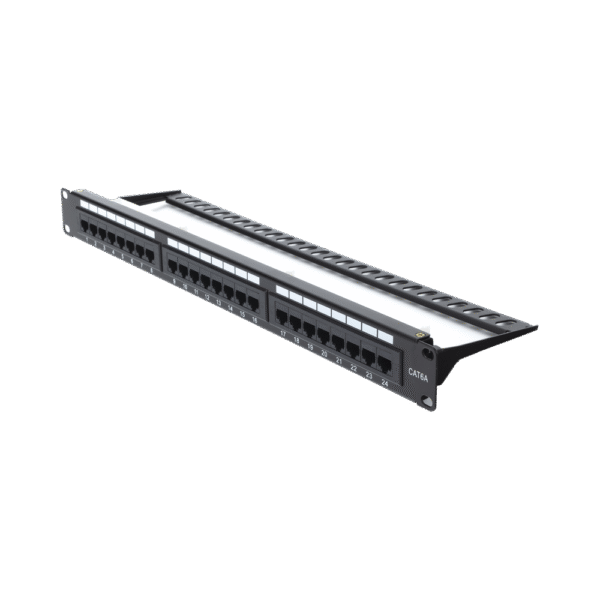 LPPP605A-LAT-IZQ-l Panel de parcheo de impacto (110) UTP de 24 puertos Cat6A, 19in