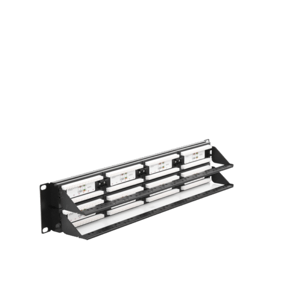 Panel de parcheo de impacto (110) UTP de 48 puertos Cat6, 19in, 2U, con barra para organizar cable
