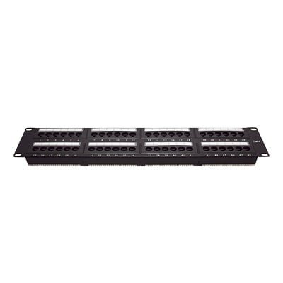 LPPP608det Panel de parcheo de impacto (110) UTP de 48 puertos Cat6, 19in, 2U, con barra para organizar cable