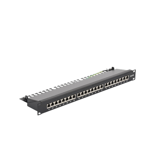 Panel de parcheo de impacto (110) blindado de 24 puertos Cat6A