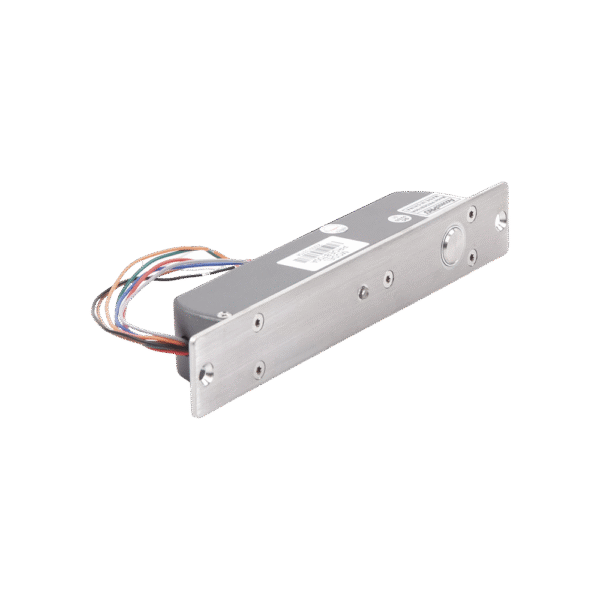 Cerradura de Perno 2000 kg de sujeción/ Abierta en caso de falla Eléctrica (Fail Safe)/ Con temporizador y Sensor de puerta