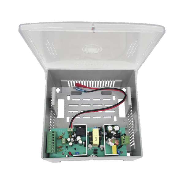 PS12DC4PBK-AD-1-l Fuente de Alimentación con Gabinete de 4 Salidas de 11 – 15 Vcd / 5 Amper / Batería de Respaldo / Voltaje de Entrada: 96 – 264 Vcar