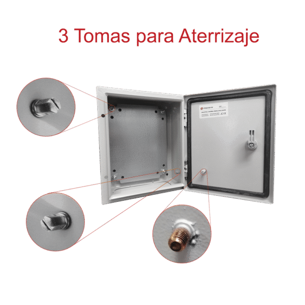 Gabinete de Acero IP66 Uso en Intemperie (400 x 400 x 200 mm) con Placa Trasera Interior y Compuerta Inferior Atornillable (Incluye Chapa y Llave).