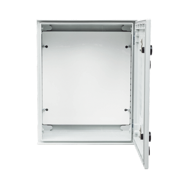 Gabinete de Poliéster IP65 Uso en Intemperie (400 x 500 x 200 mm) con Placa Trasera Interior (Incluye Chapa y Llave).