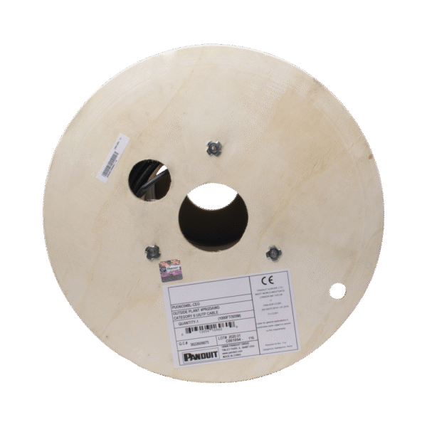 Bobina de Cable UTP de 4 Pares, PanNet, Para Exterior con Gel, Cat6 (23 AWG), Industrial para Climas Extremos, Color Negro, 305 m