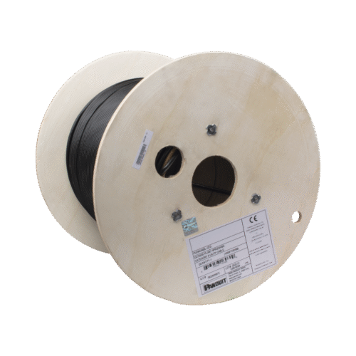 Bobina de Cable UTP de 4 Pares, PanNet, Para Exterior con Gel, Cat6 (23 AWG), Industrial para Climas Extremos, Color Negro, 305 m