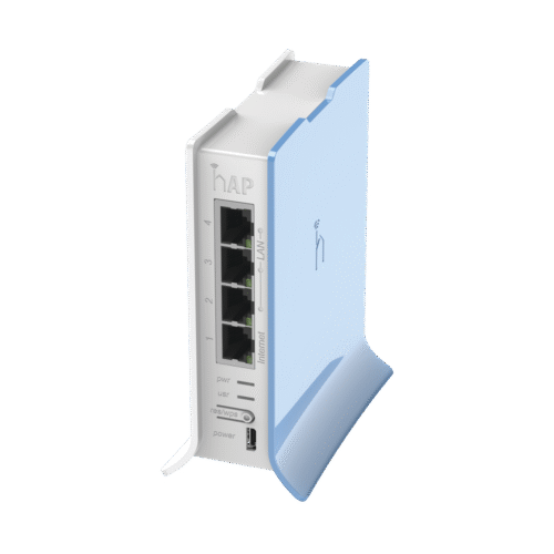 (hAP lite TC) 4 Puertos Fast Ethernet, Wi-Fi 2.4 GHz 802.11 b/g/n y base tipo Torre