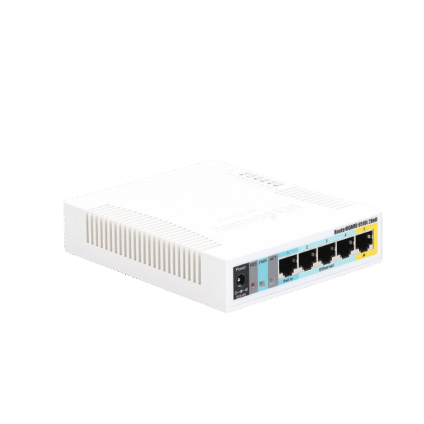 RouterBoard, 5 Puertos Fast, 1 Puerto USB, WiFi 2.4 GHz 802.11 b/g/n, Gran Cobertura con Antena 2.5 dbi, hasta 1 Watt de Potencia