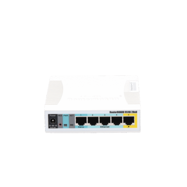 RouterBoard, 5 Puertos Fast, 1 Puerto USB, WiFi 2.4 GHz 802.11 b/g/n, Gran Cobertura con Antena 2.5 dbi, hasta 1 Watt de Potencia