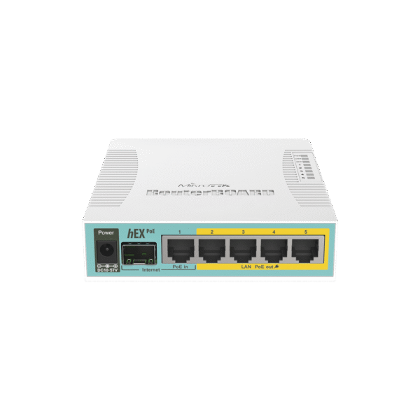 (hEX PoE) Routerboard 5 puertos Gigabit Ethernet PoE 802.3at, 1 Puerto USB