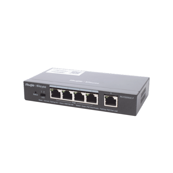 Switch PoE Inteligente Administrable en la Nube de 5 Puertos Gigabit, 4 PoE+, 54W.