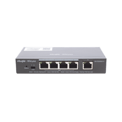 Switch PoE Inteligente Administrable en la Nube de 5 Puertos Gigabit, 4 PoE+, 54W.
