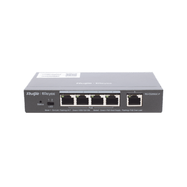 Switch PoE Inteligente Administrable en la Nube de 5 Puertos Gigabit, 4 PoE+, 54W.