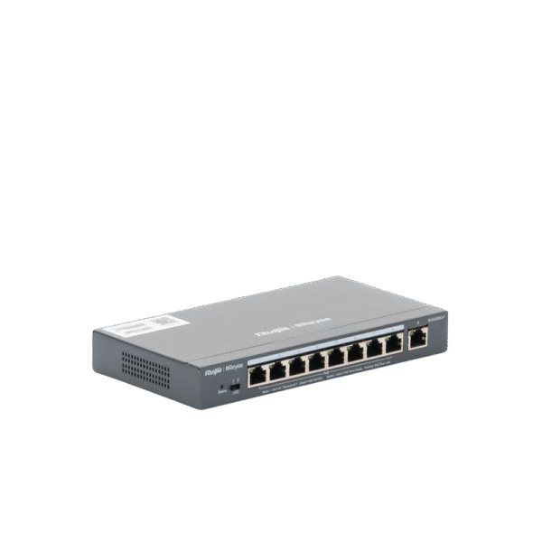 Switch PoE gigabit inteligente con 9 puertos gigabit, 8 puertos PoE+ hasta 120W, reconocimiento de cámaras IP, valor único para redes CCTV, gestionable en la nube