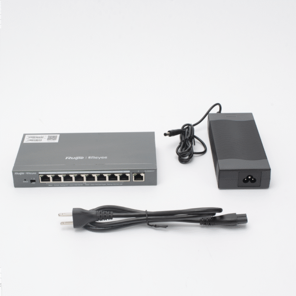 Switch PoE gigabit inteligente con 9 puertos gigabit, 8 puertos PoE+ hasta 120W, reconocimiento de cámaras IP, valor único para redes CCTV, gestionable en la nube