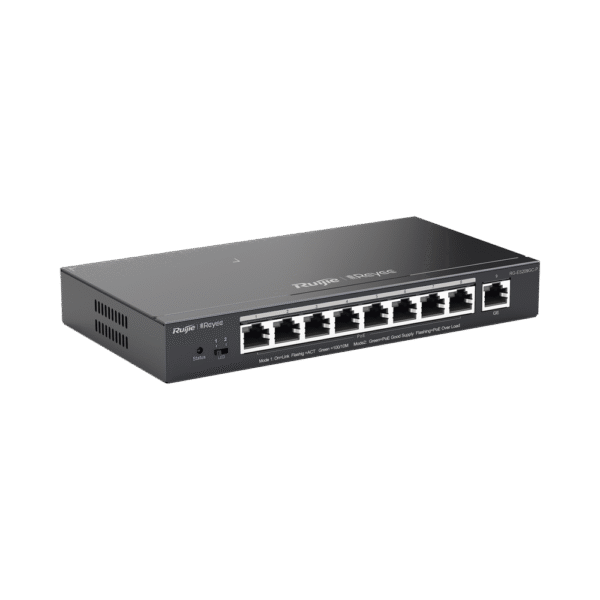 Switch PoE gigabit inteligente con 9 puertos gigabit, 8 puertos PoE+ hasta 120W, reconocimiento de cámaras IP, valor único para redes CCTV, gestionable en la nube
