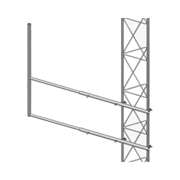 Brazo tipo "F" para tramos STZ-30G, galvanizado por inmersión en caliente.