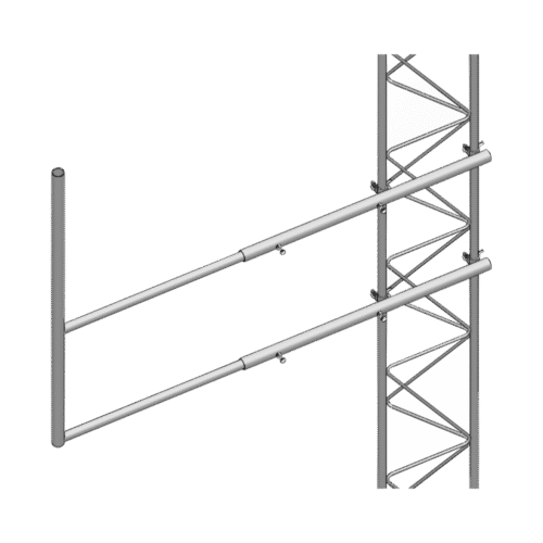 Brazo tipo "F" para tramos STZ-30G, galvanizado por inmersión en caliente.